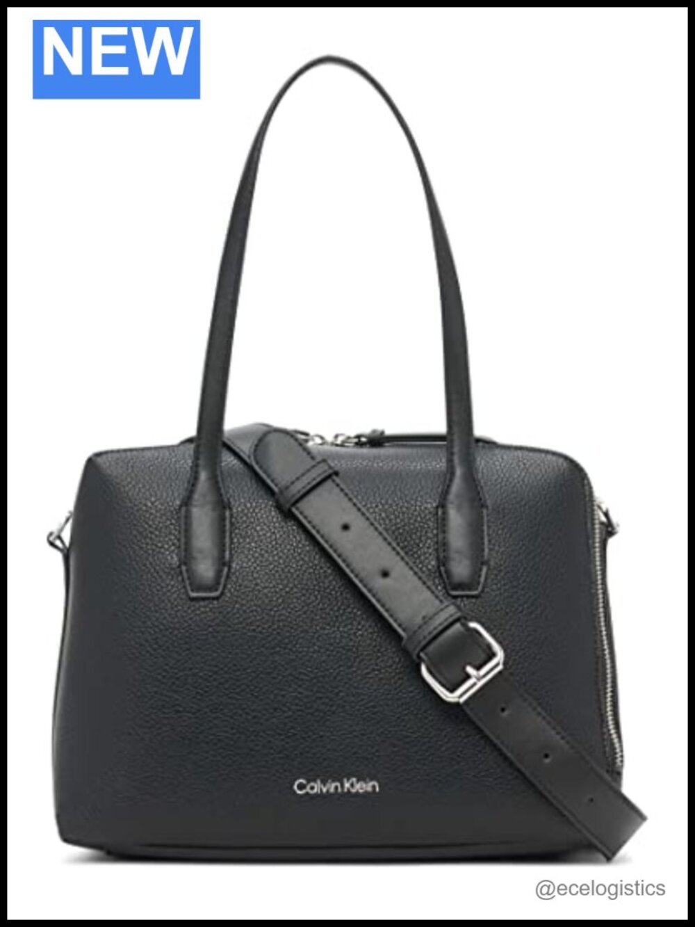 Vegan Leather Satchel Handbag Double Strap Top Zip